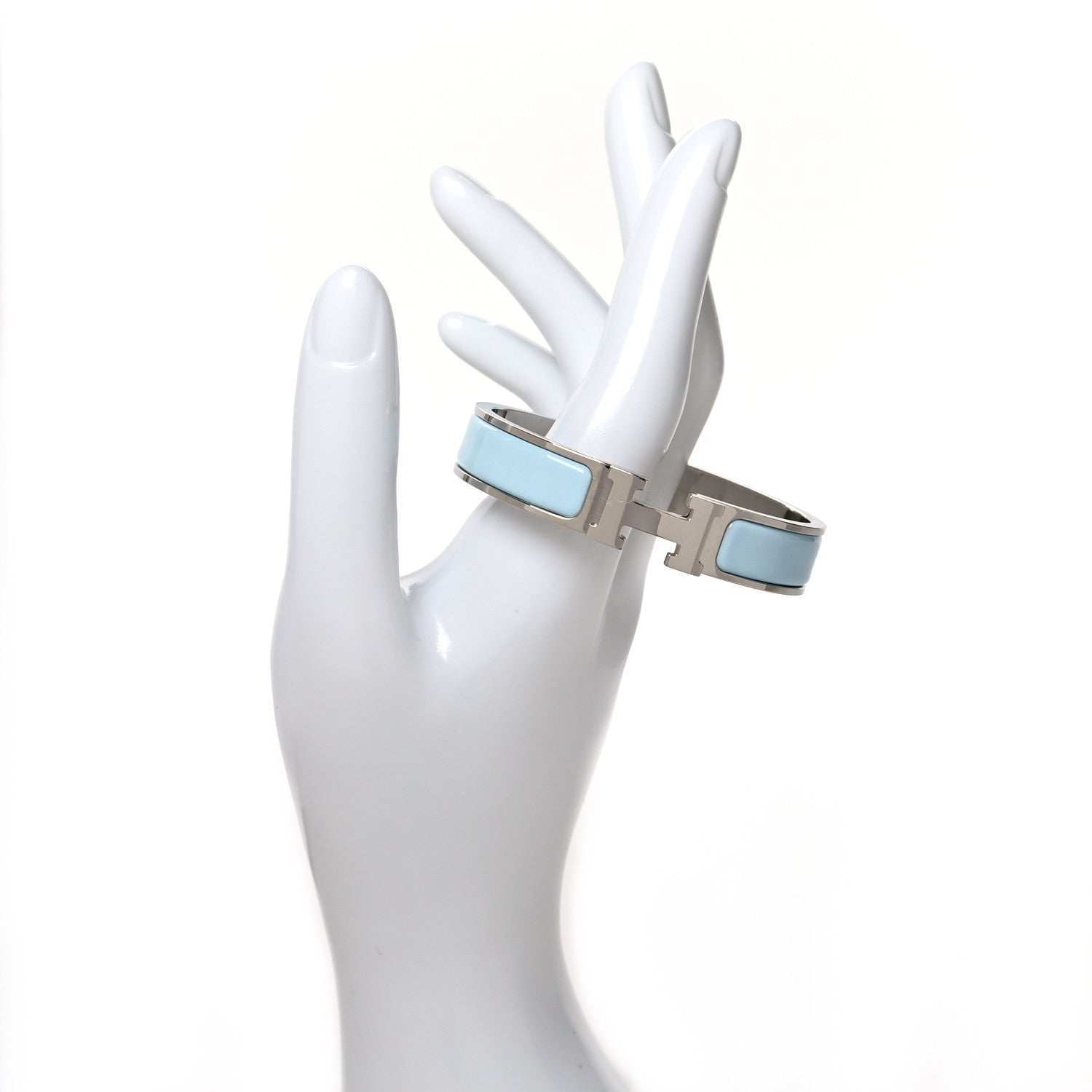 Hermes Enamel Narrow Clic Clac H Bracelet PM Bleu Polaire 2 of 5