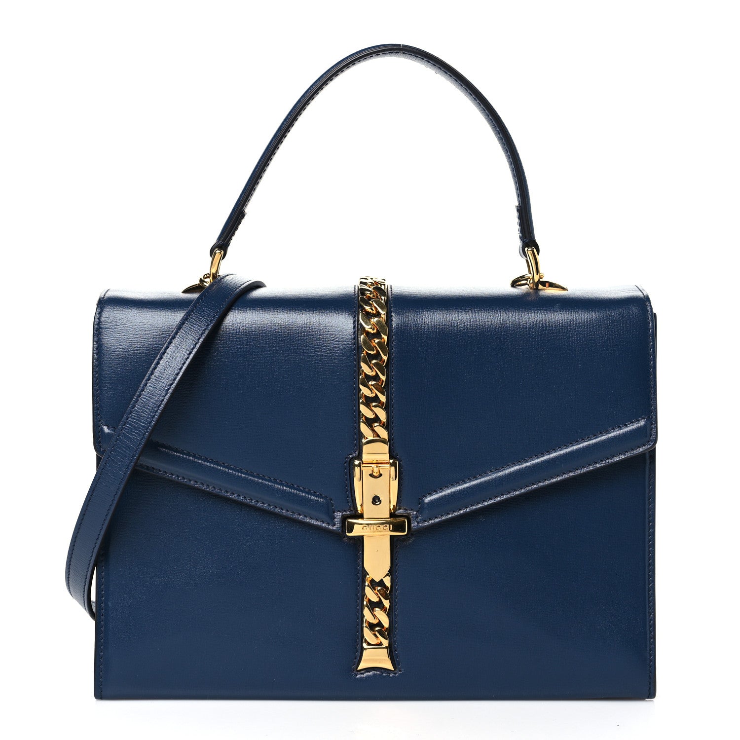 Gucci Azalea Calfskin Small Sylvie 1969 Top Handle Bag Blue 1 of 10