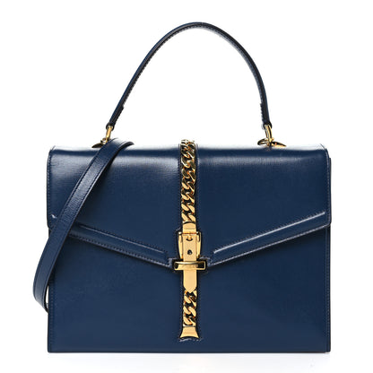 Gucci Azalea Calfskin Small Sylvie 1969 Top Handle Bag Blue 1 of 10