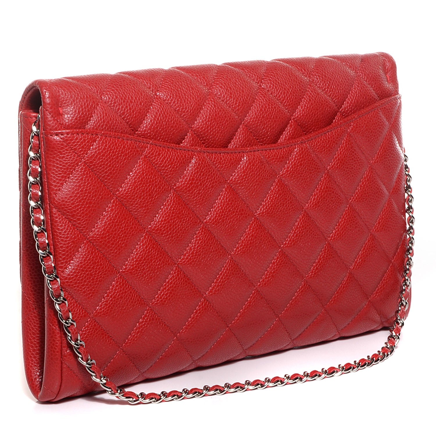Chanel Caviar Quilted Clutch with Chain Flap Red 3 of 9