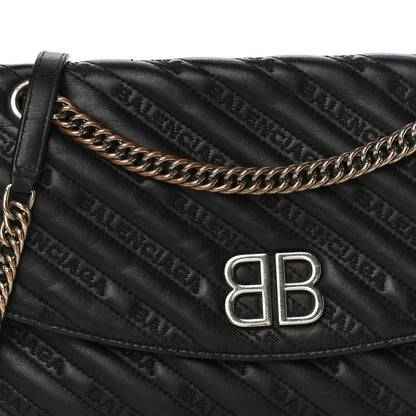 Balenciaga Calfskin Logo Matelasse M BB Chain Shoulder Bag Black 8 of 17