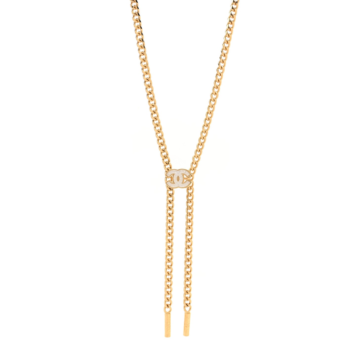 Metal Resin Chain CC Bolo Necklace Gold