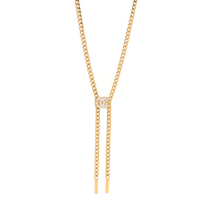 Chanel Metal Resin Chain CC Bolo Necklace Gold 1 of 6