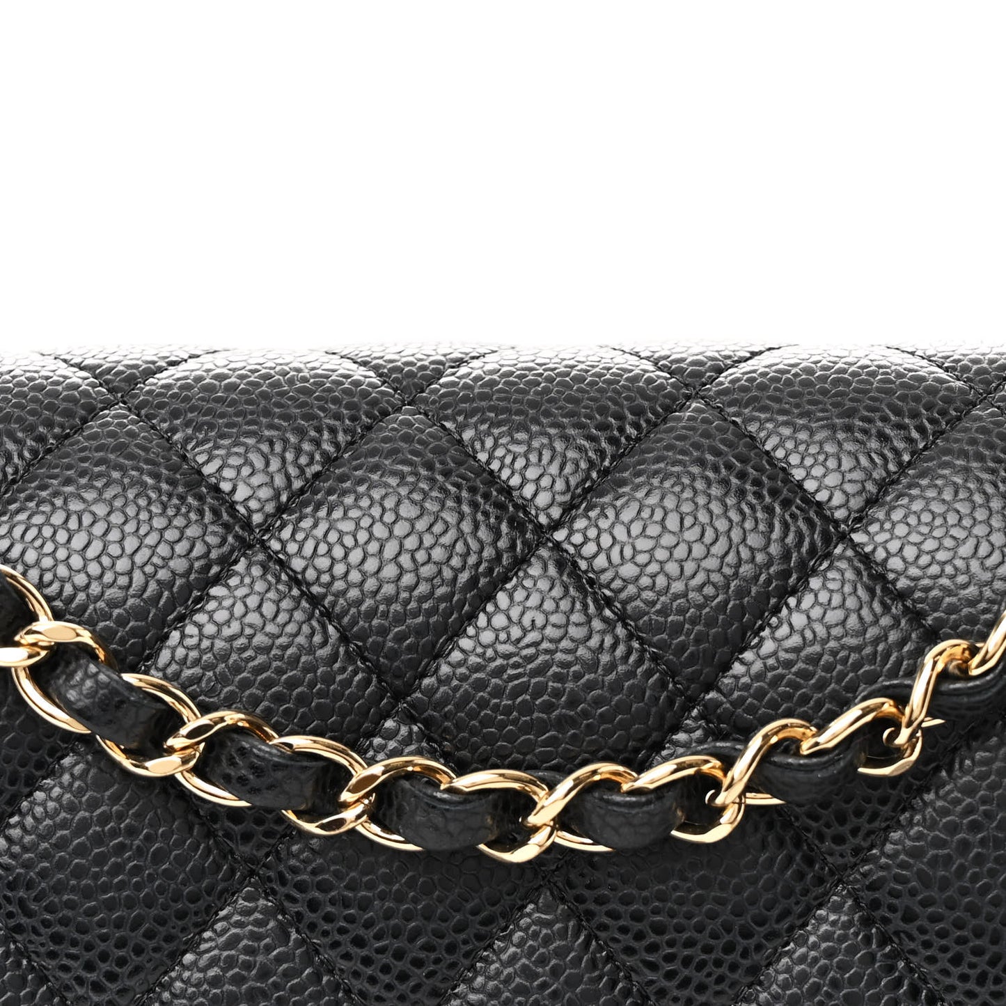 Caviar Quilted Medium Double Flap Black