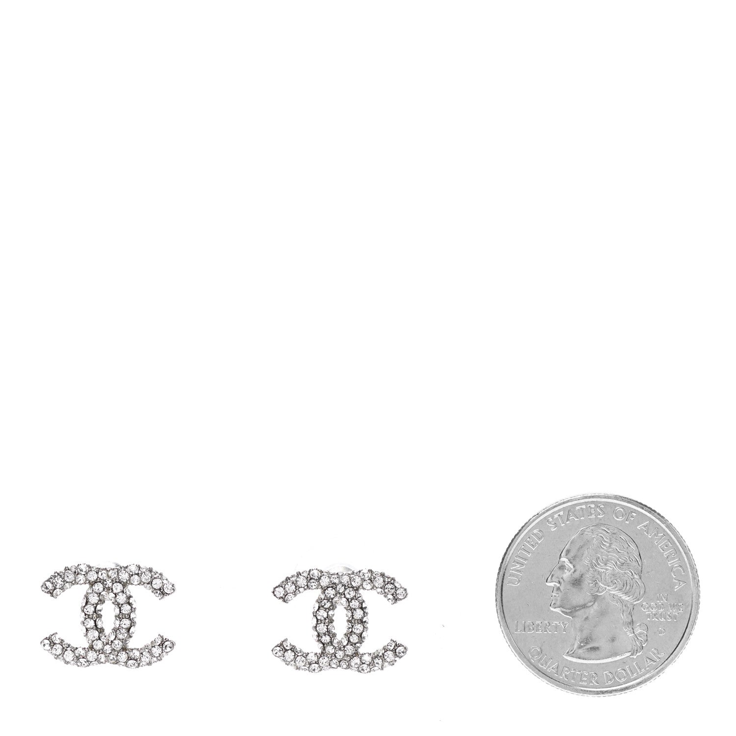 Chanel Crystal CC Earrings Silver 2 of 4