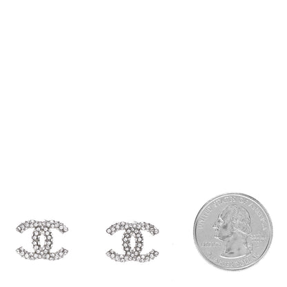 Chanel Crystal CC Earrings Silver 2 of 4