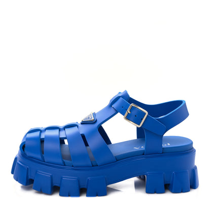 Prada Foam Rubber Metal Triangle Logo Mens Monolith 55mm Cage Sandals 7 Azzurro 1 of 8