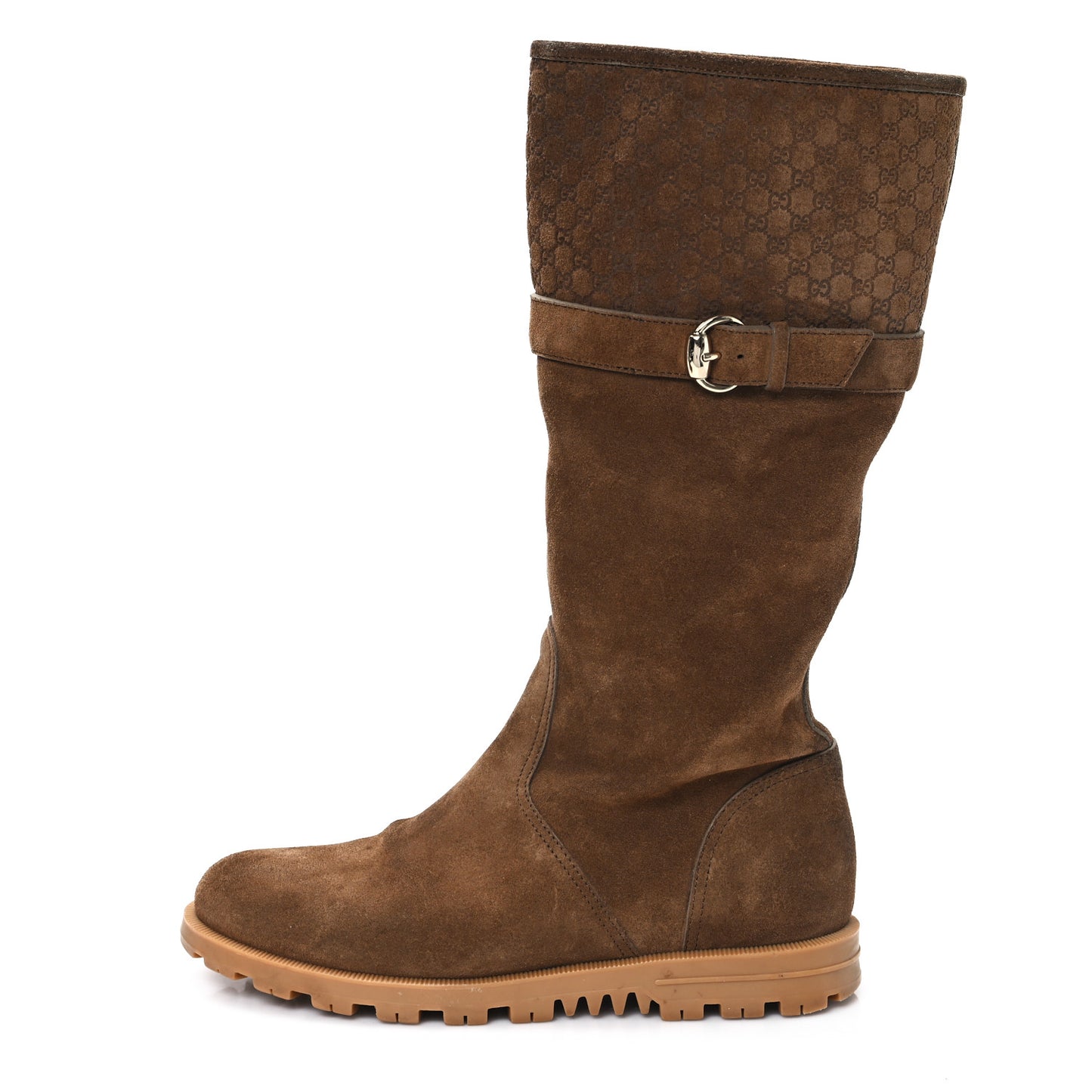 Suede Microguccissima Knee Boots 37.5 Brown