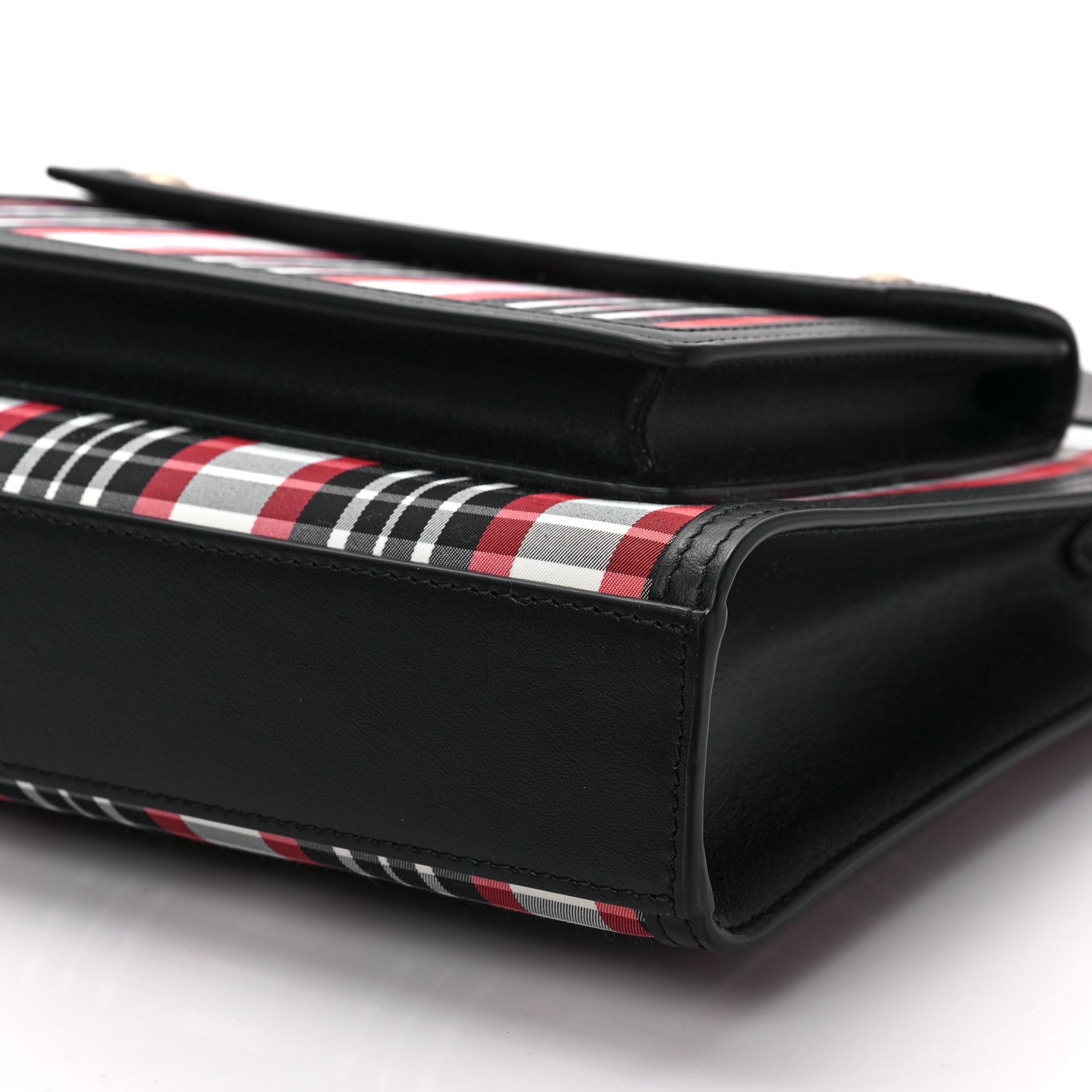 Burberry Calfskin Nylon Tartan Mini Pocket Bag Bright Red 8 of 8