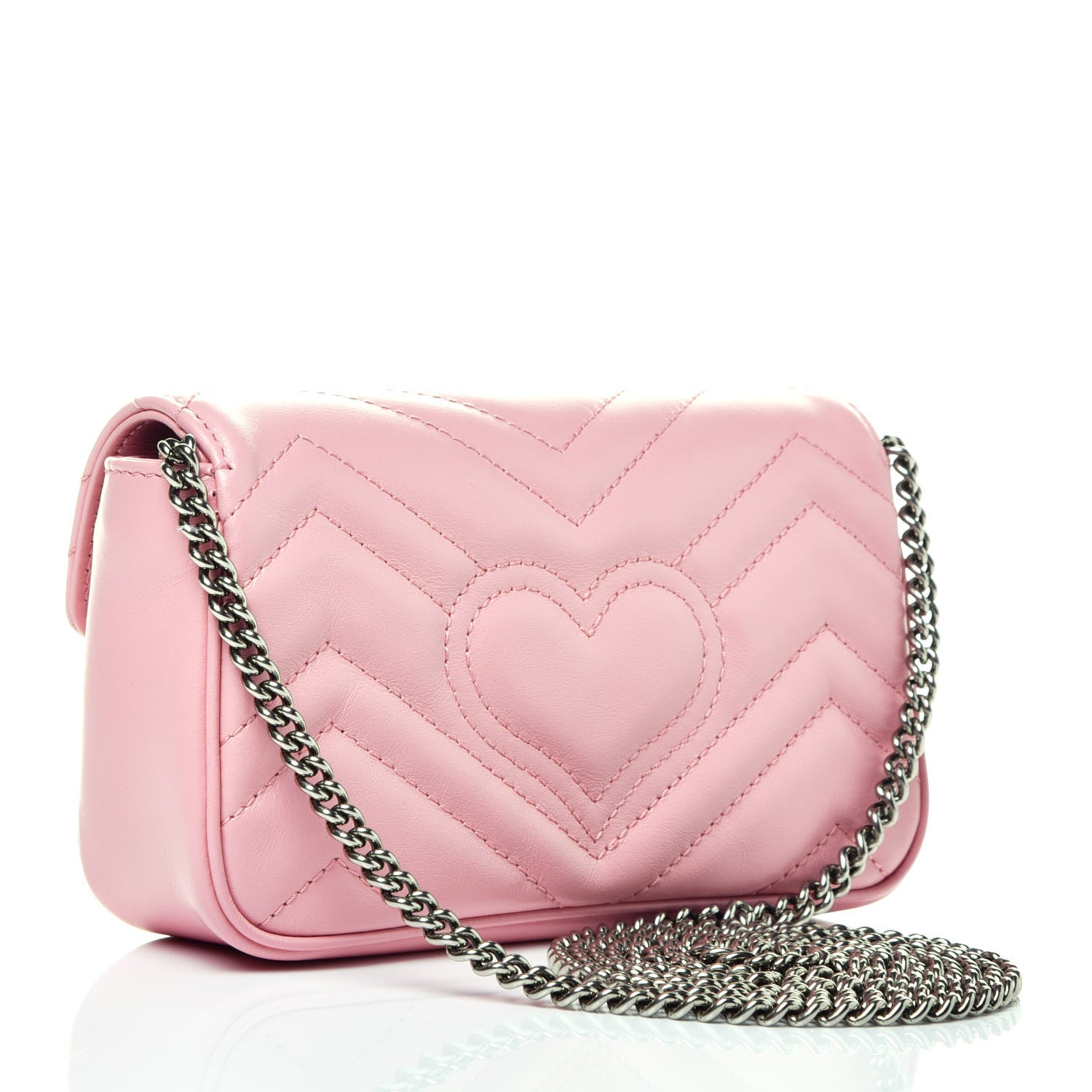 Gucci Calfskin Matelasse Super Mini GG Marmont Shoulder Bag Wild Rose 3 of 9