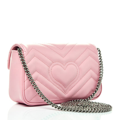Gucci Calfskin Matelasse Super Mini GG Marmont Shoulder Bag Wild Rose 3 of 9