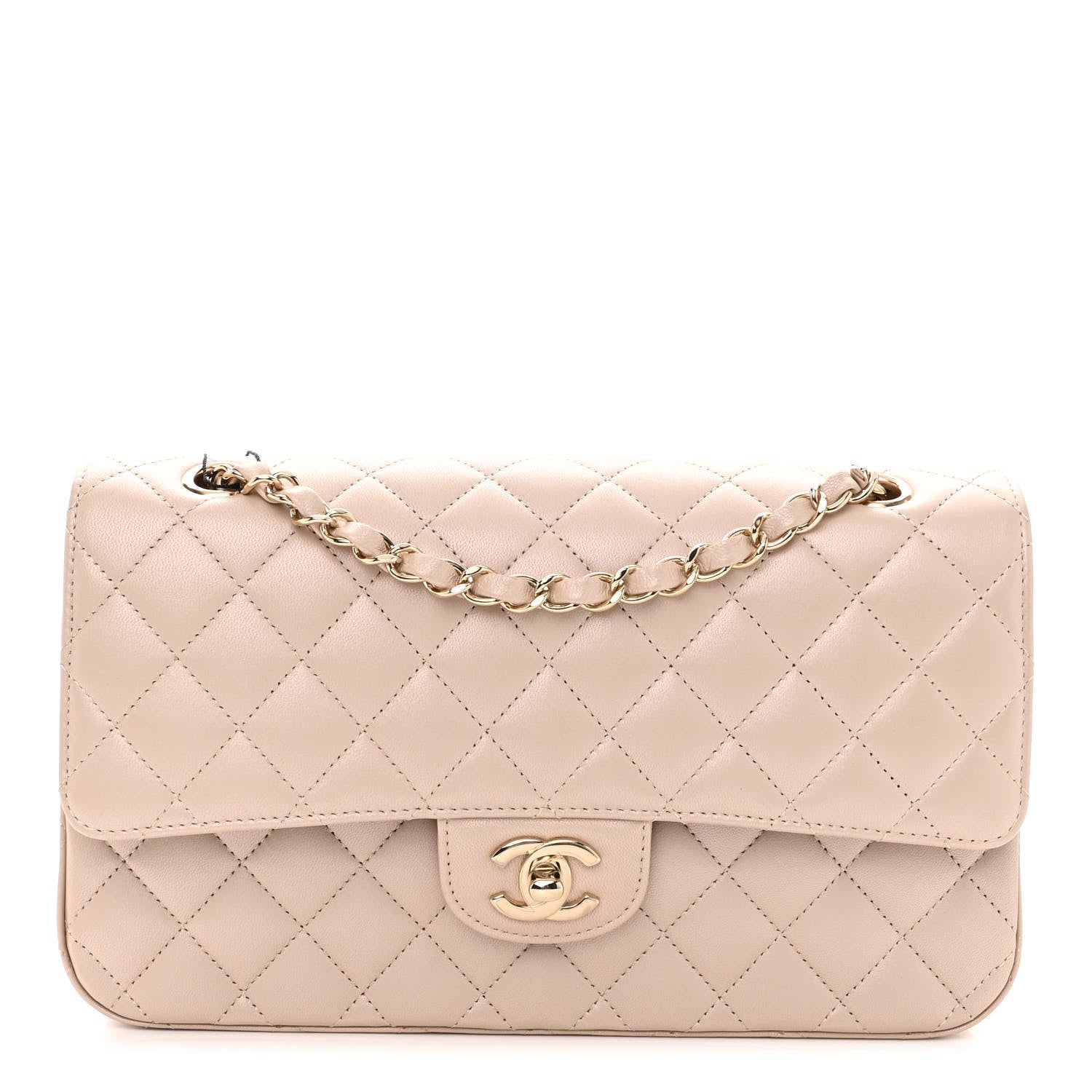 Chanel Iridescent Lambskin Quilted Medium Double Flap Light Beige 1 of 11