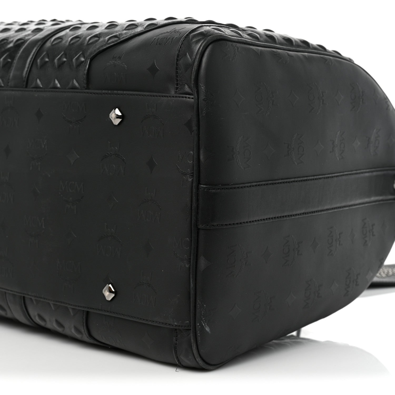 MCM Visetos Medium Stud Traveler Weekender Duffle Bag Black 8 of 12