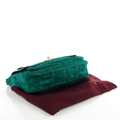 Mulberry Crocodile Embossed Suede Bayswater Clutch Emerald 4 of 8