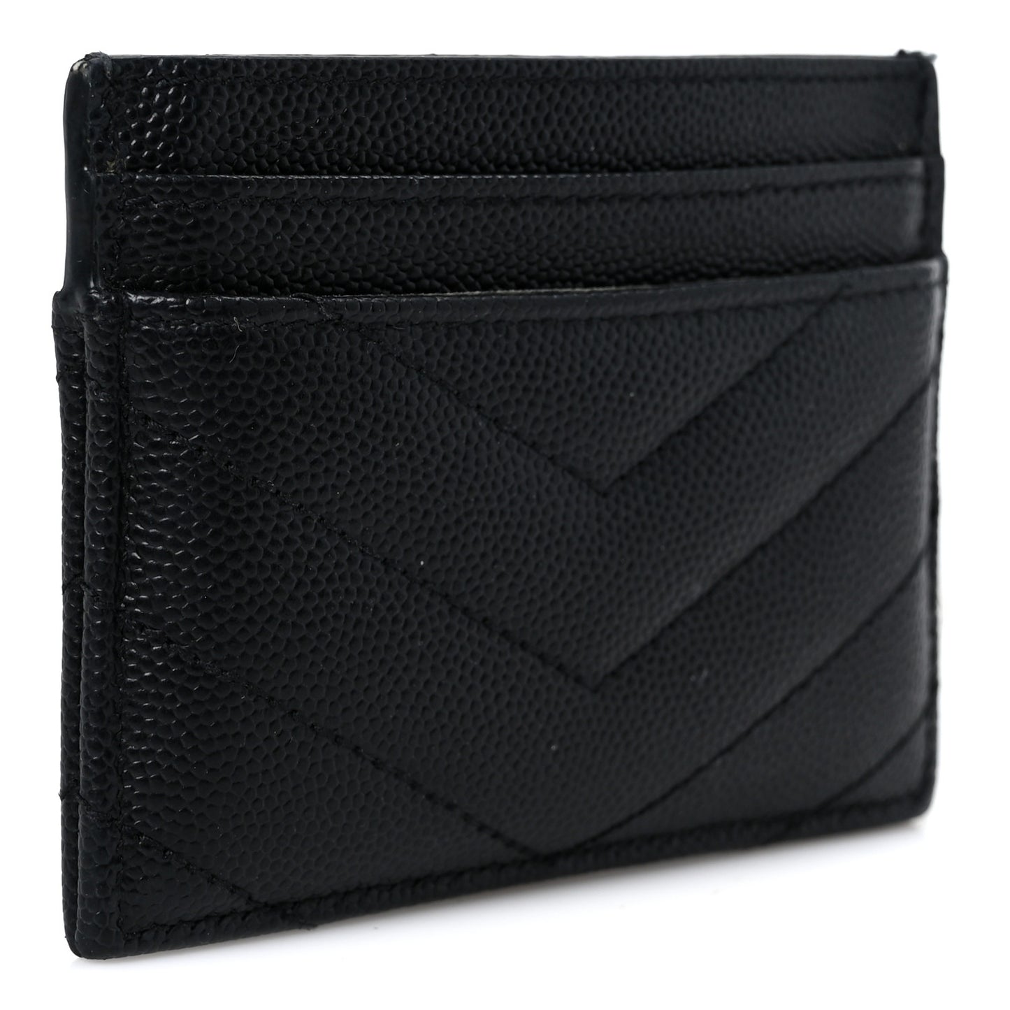 Grain De Poudre Matelasse Chevron Monogram Credit Card Case Black
