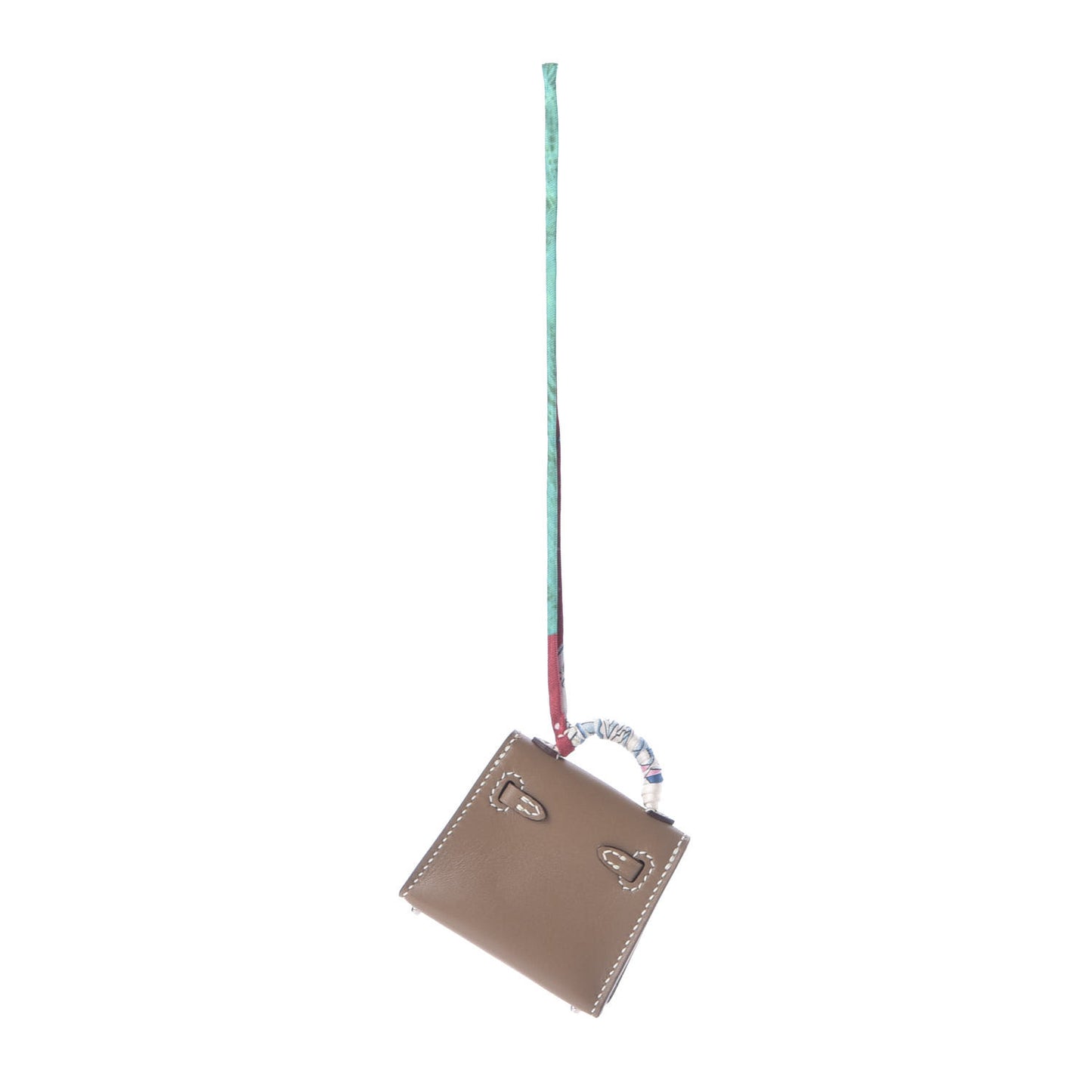 Tadelakt Mini Kelly Twilly Bag Charm Etoupe