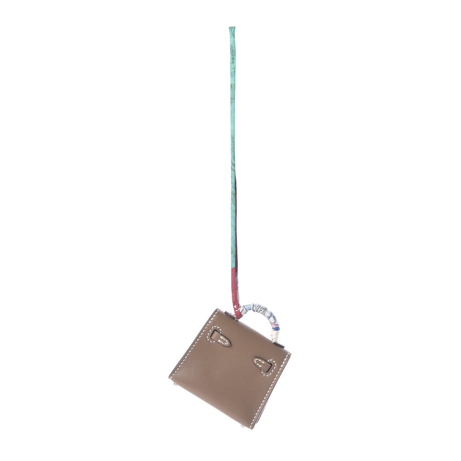 Hermes Tadelakt Mini Kelly Twilly Bag Charm Etoupe 3 of 6