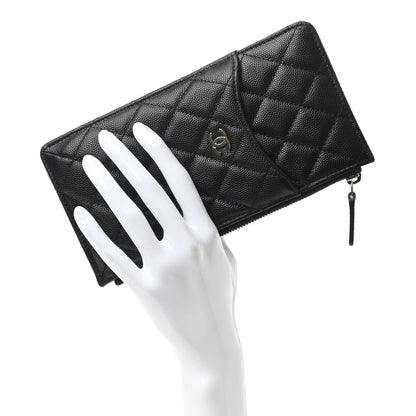Chanel Caviar Quilted Classic Flat Wallet Pouch Black 2 of 8