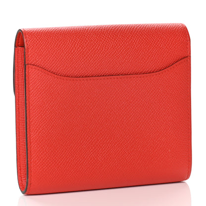Hermes Epsom Enamel Constance Short Wallet Capucine Bleu Brighton 3 of 6