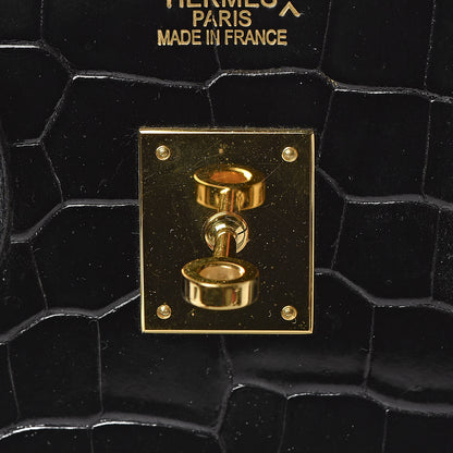 Hermes Shiny Porosus Crocodile Birkin 35 Black 7 of 32