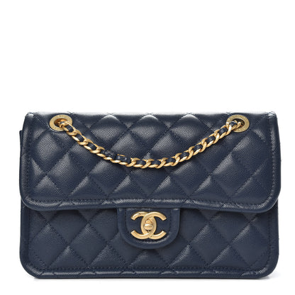 Chanel Caviar Quilted Medium Sweet Classic Flap Navy Blue 1 of 10