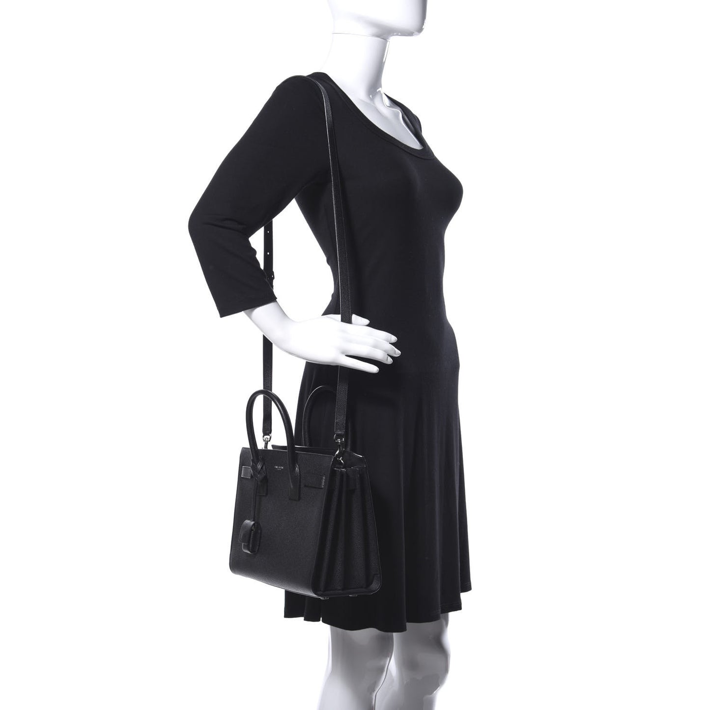 Grained Calfskin Baby Sac De Jour Black