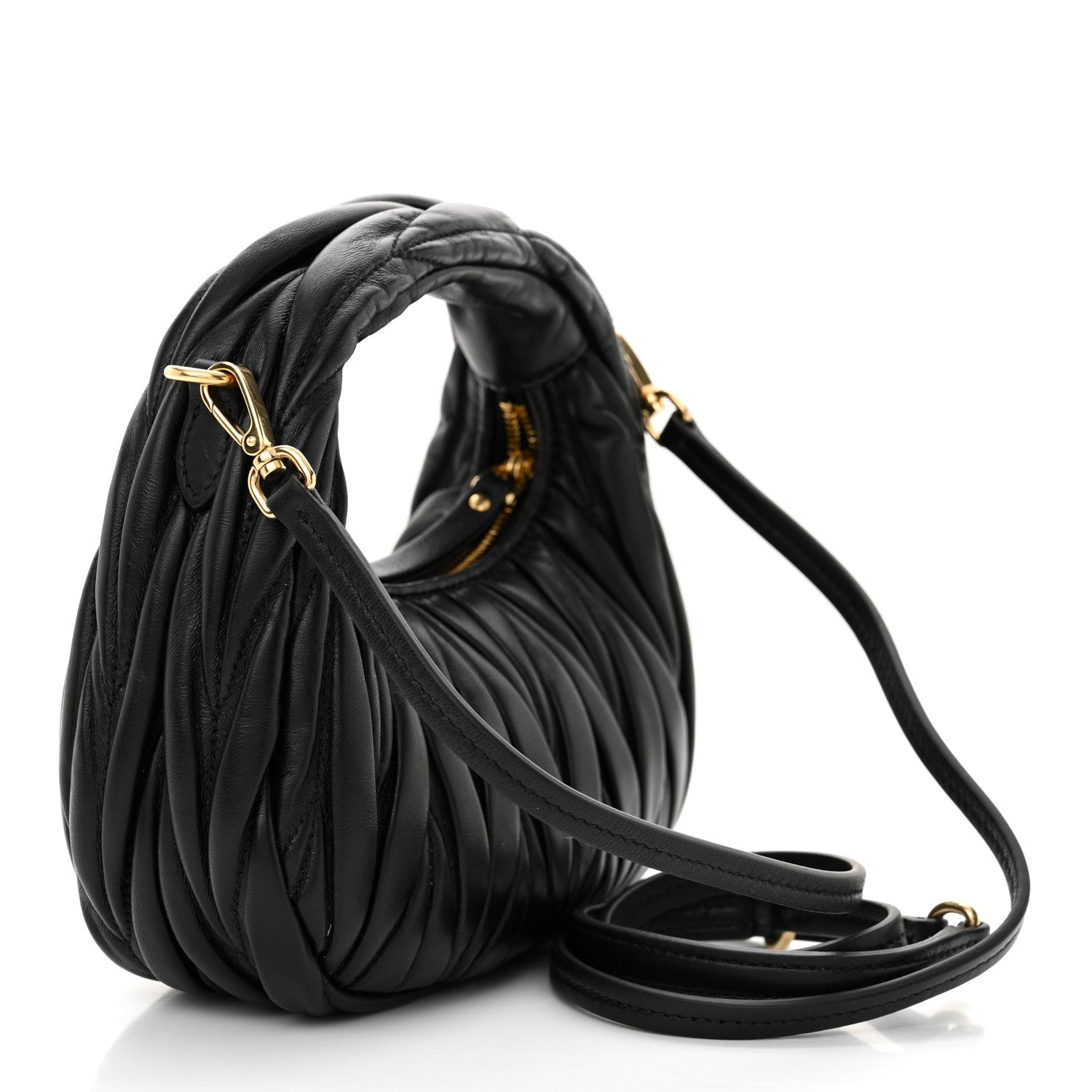 Miu Miu Nappa Matelasse Mini Wander Hobo Black 3 of 9
