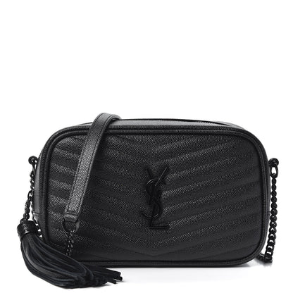 Saint Laurent Grain De Poudre Matelasse Monogram Mini Lou Camera Bag Black 1 of 10