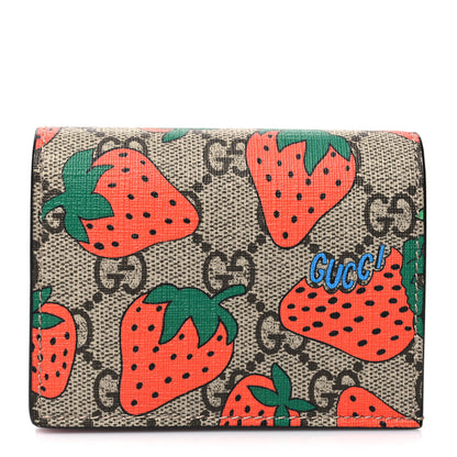 Gucci GG Supreme Monogram Strawberry Card Case 1 of 12