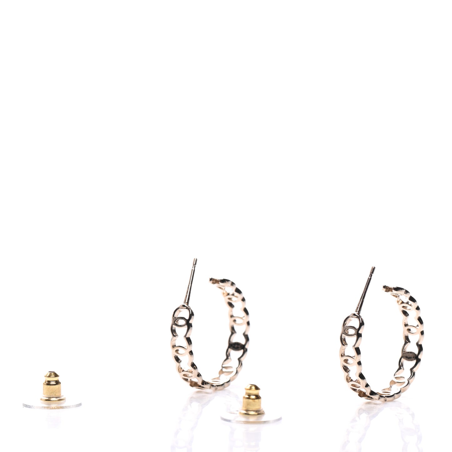 Metal CC Hoop Earrings Gold