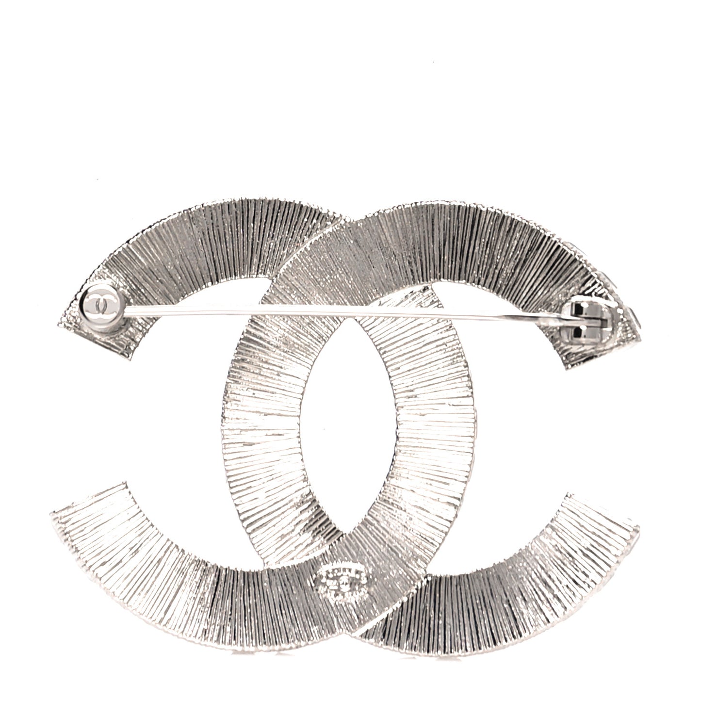 Baguette Crystal CC Brooch Silver