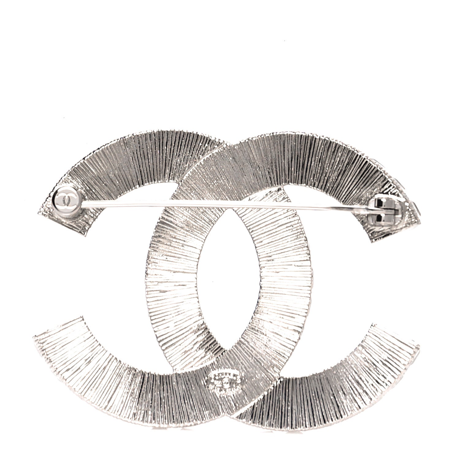 Chanel Baguette Crystal CC Brooch Silver 3 of 4