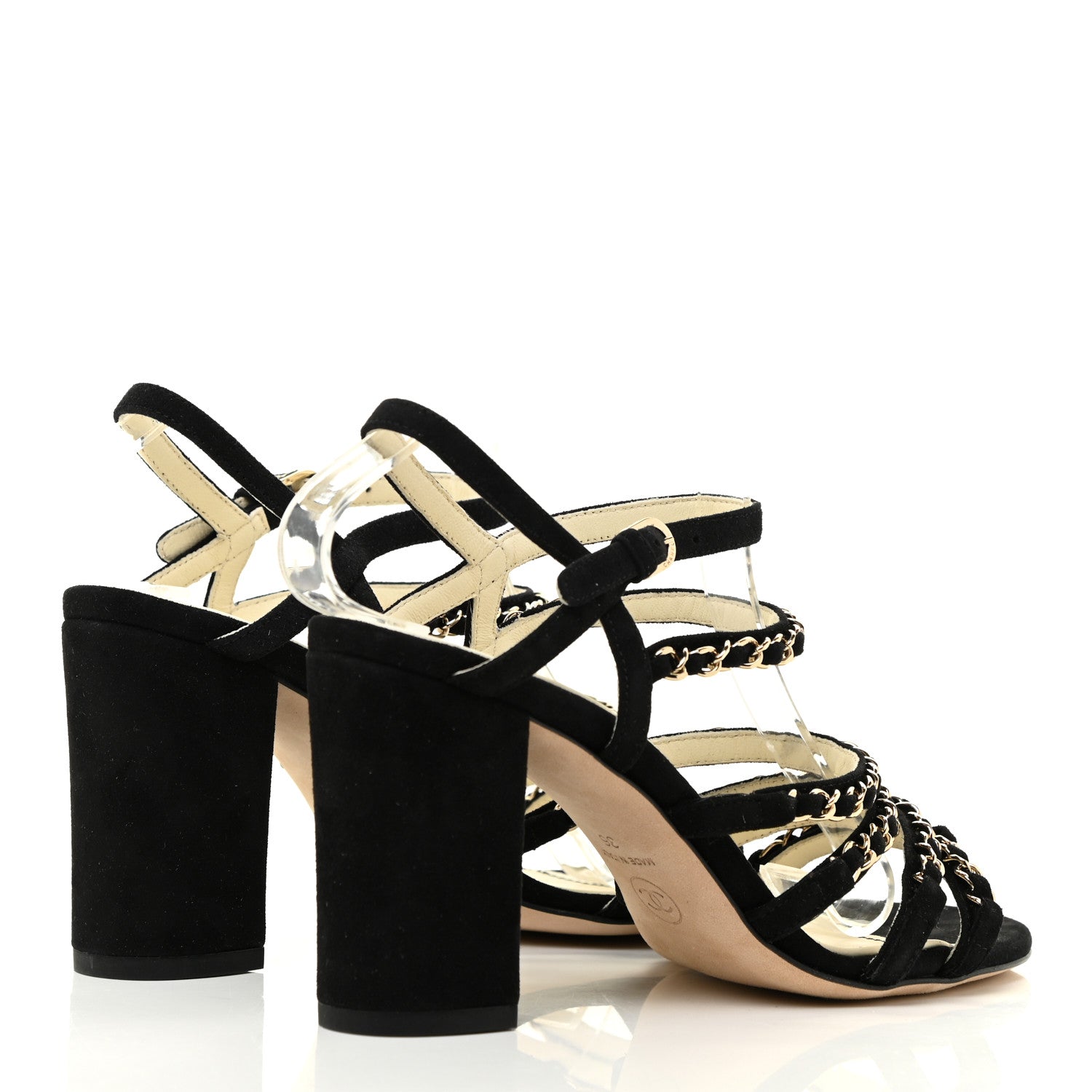 Chanel Kid Suede Chain Sandals 36 Black 5 of 13