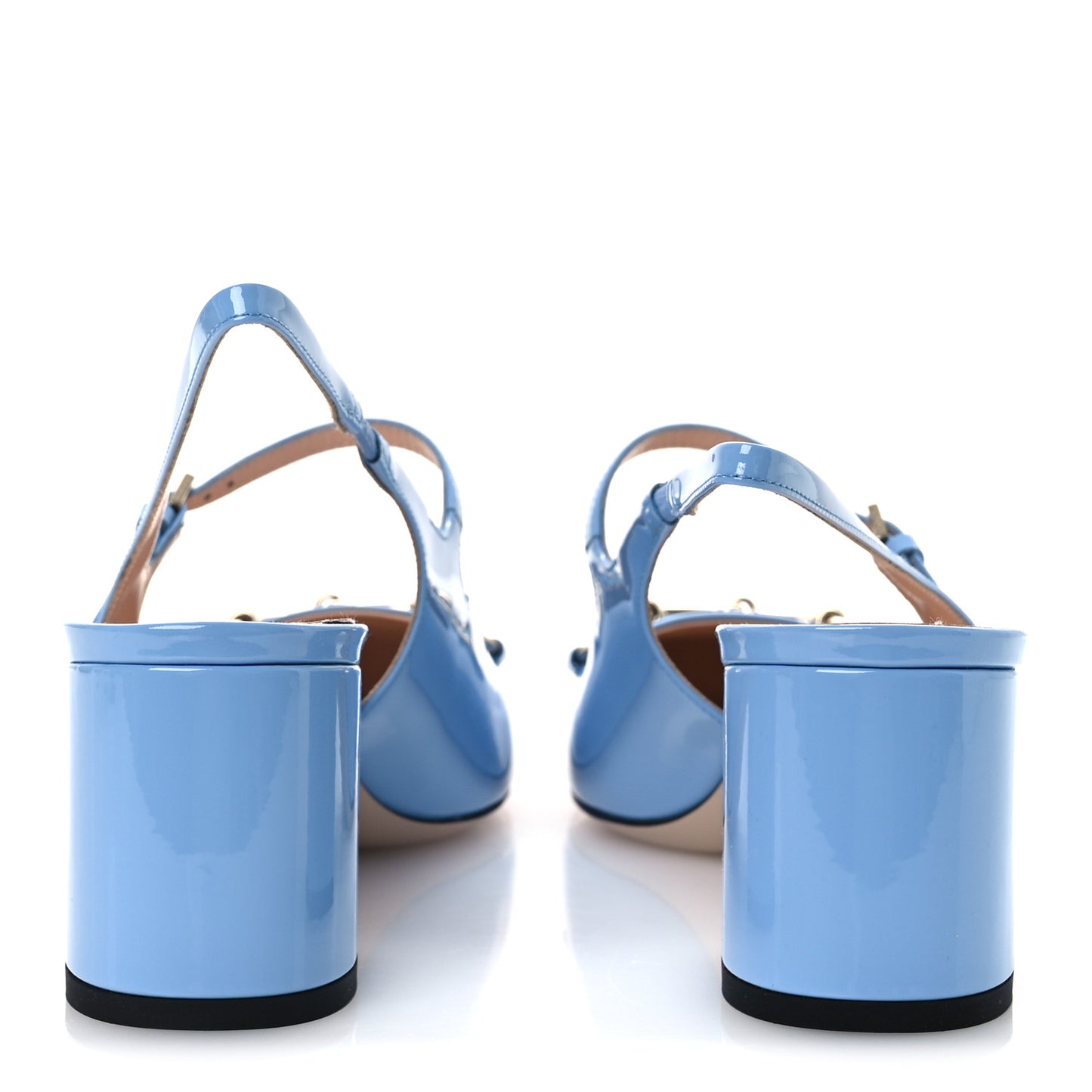 Vernice Crystal Horsebit Charlotte 42mm Slingback Pumps 40.5 Glacial Blue