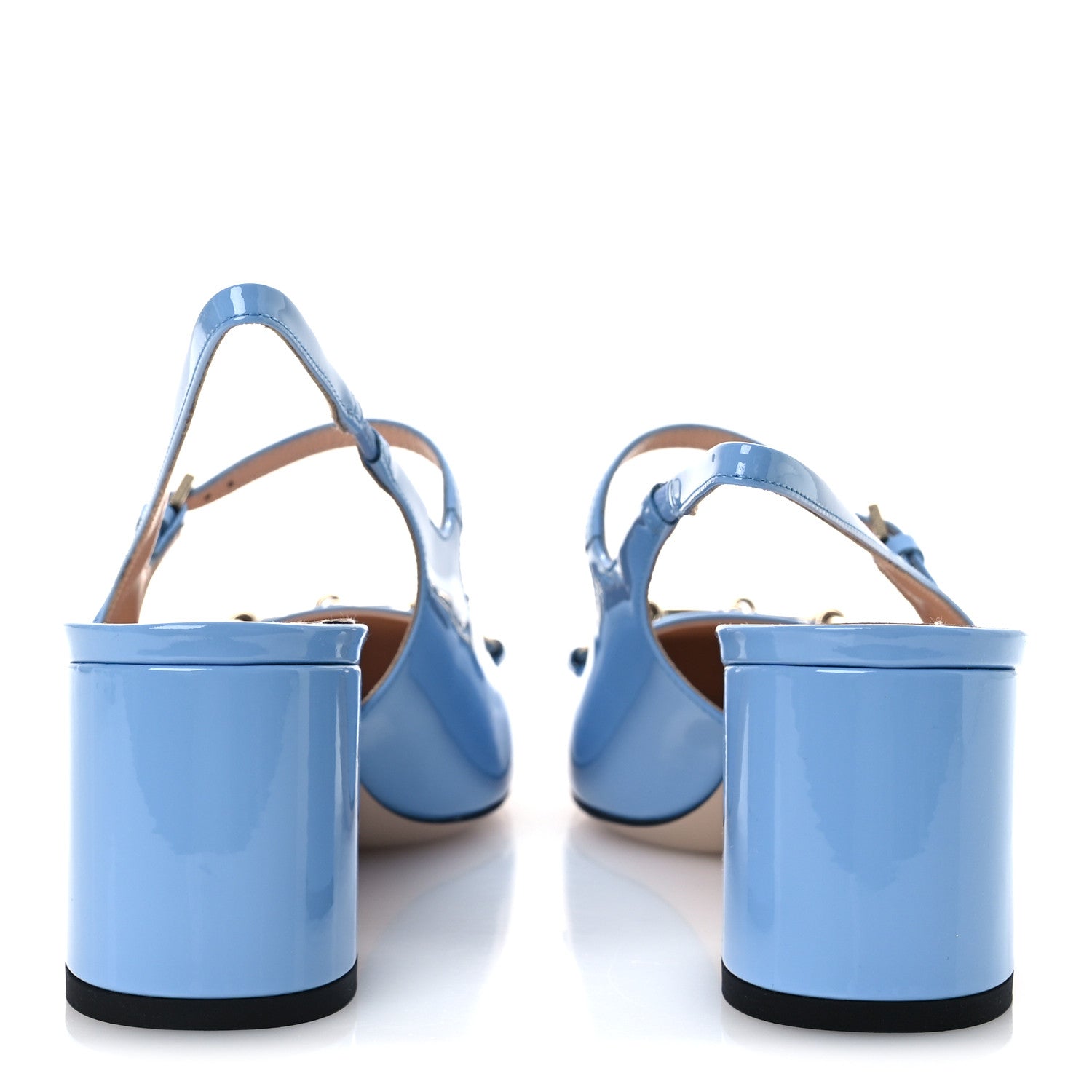 Gucci Vernice Crystal Horsebit Charlotte 42mm Slingback Pumps 40.5 Glacial Blue 6 of 12
