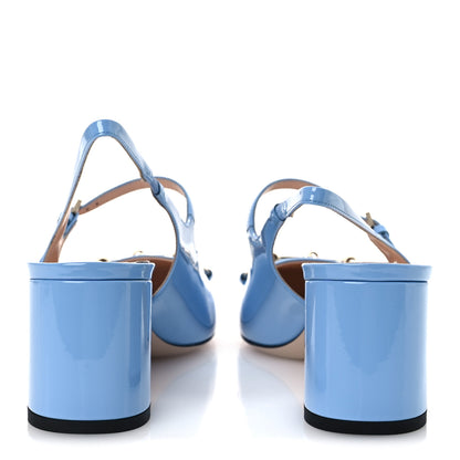 Gucci Vernice Crystal Horsebit Charlotte 42mm Slingback Pumps 40.5 Glacial Blue 6 of 12