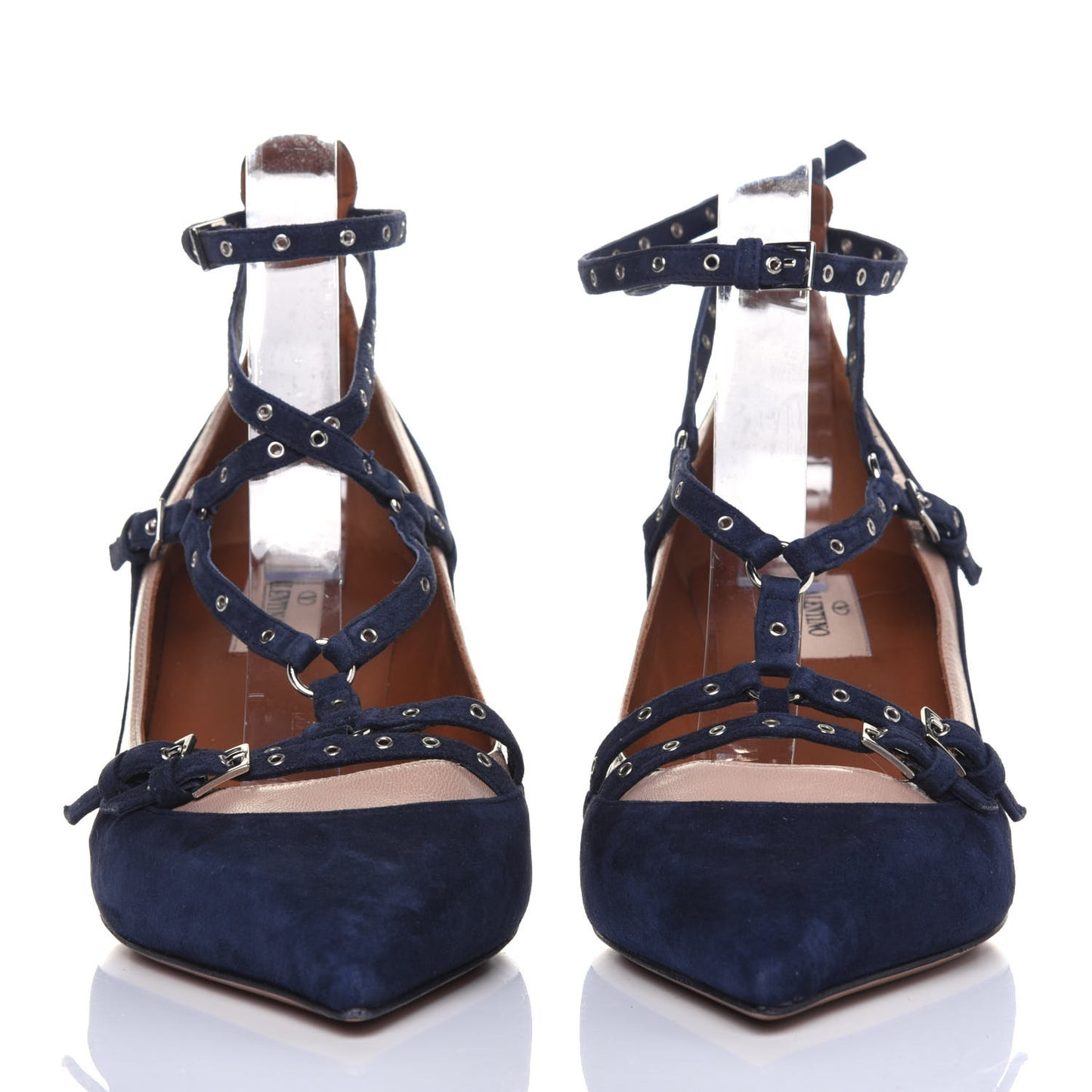 Suede Love Latch 50mm Pumps 39 Marine Poudre