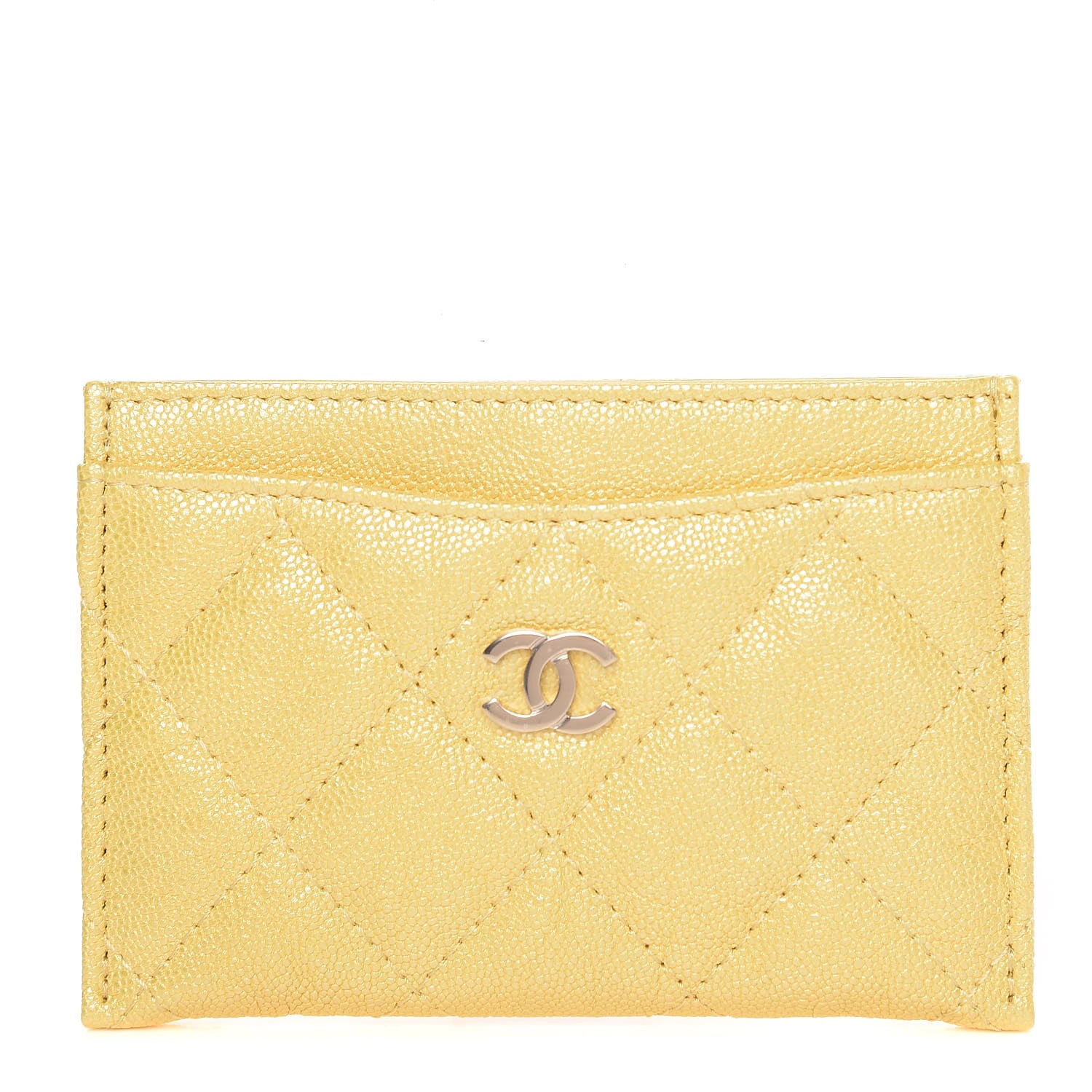 Chanel Iridescent Caviar Quilted Card Holder Yellow 1 of 8