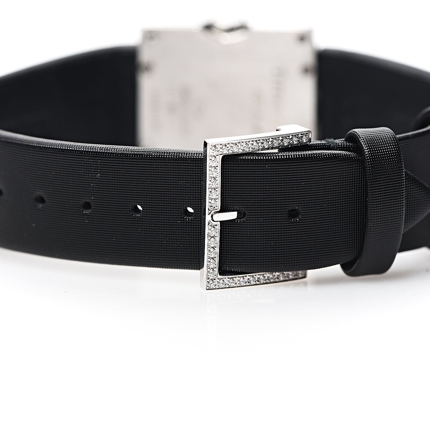 18K White Gold Satin Diamond Bezel 23mm Atlas Cocktail Quartz Watch