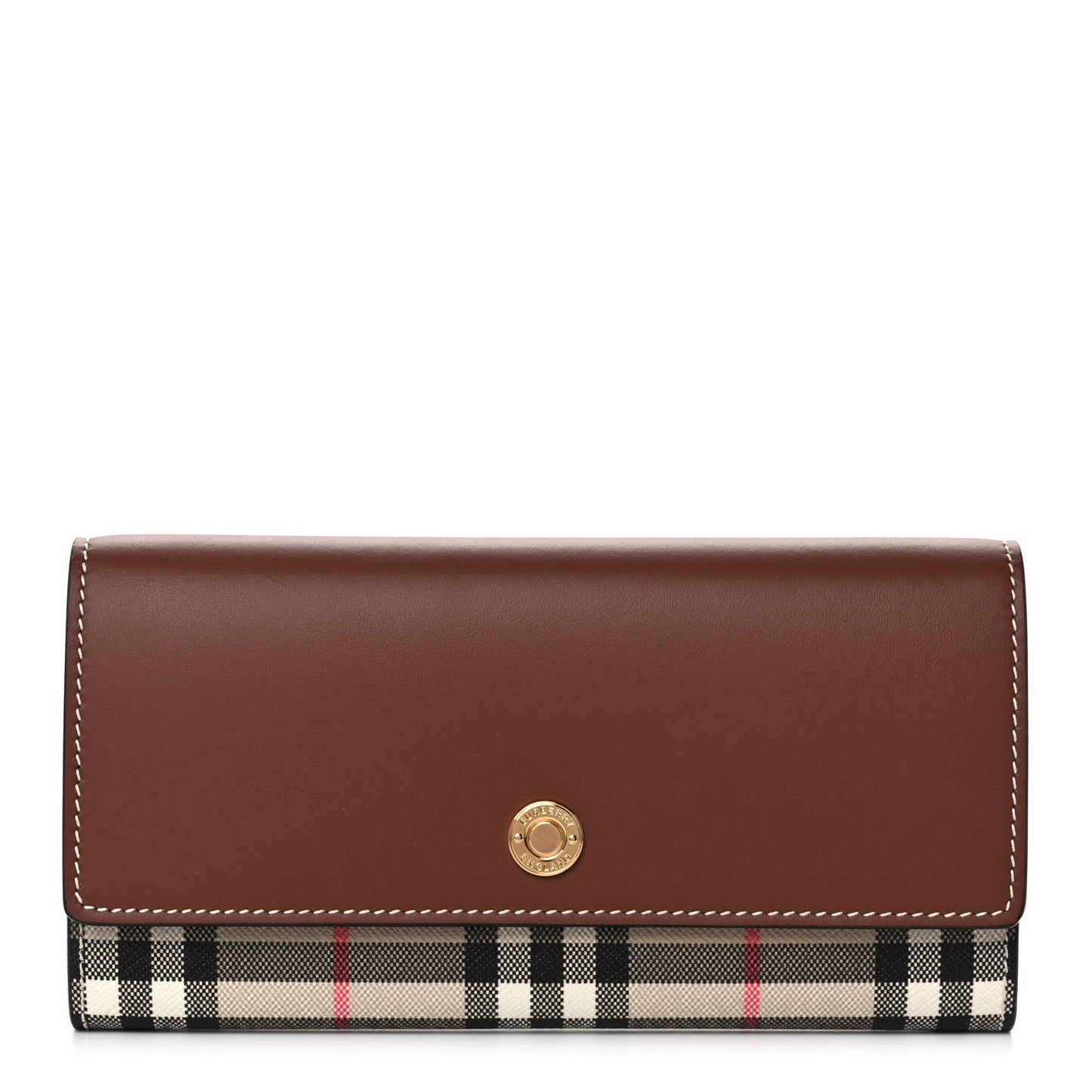 Vintage Check Grain Calfskin Halton Wallet Tan