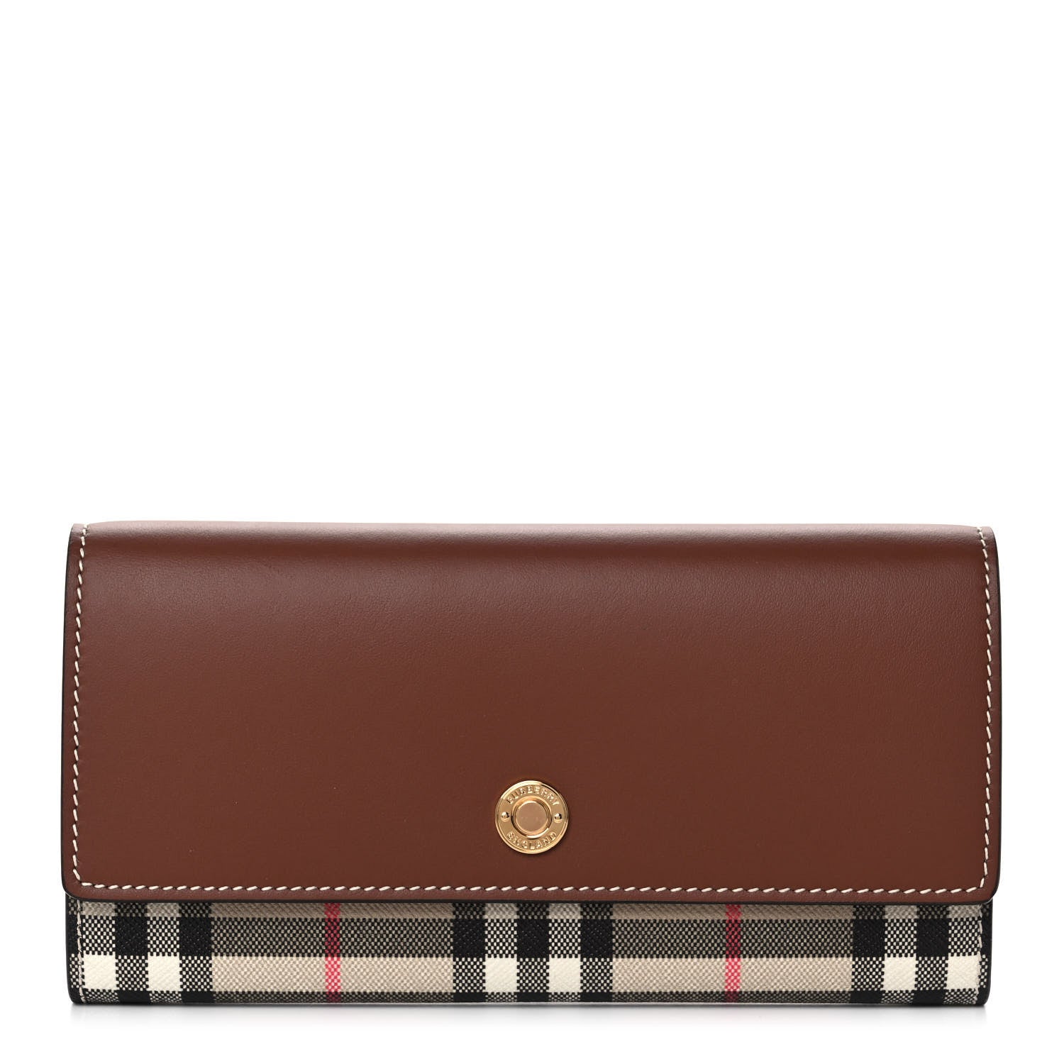 Burberry Vintage Check Grain Calfskin Halton Wallet Tan 1 of 12