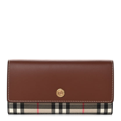 Burberry Vintage Check Grain Calfskin Halton Wallet Tan 1 of 12