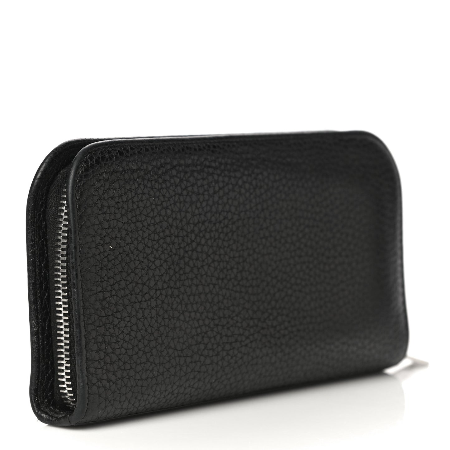 Grained Calfskin Rive Gauche Zip Around Wallet Black