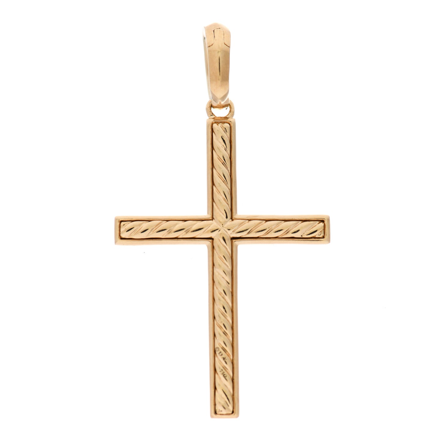 18K Yellow Gold Diamond Modern Renaissance Cross Pendant