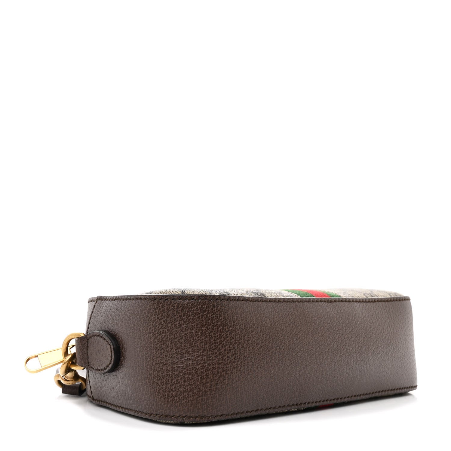 Gucci GG Supreme Monogram Textured Dollar Calfskin Web Ophidia Wristlet Shoulder Bag Beige Ebony New Acero 4 of 10