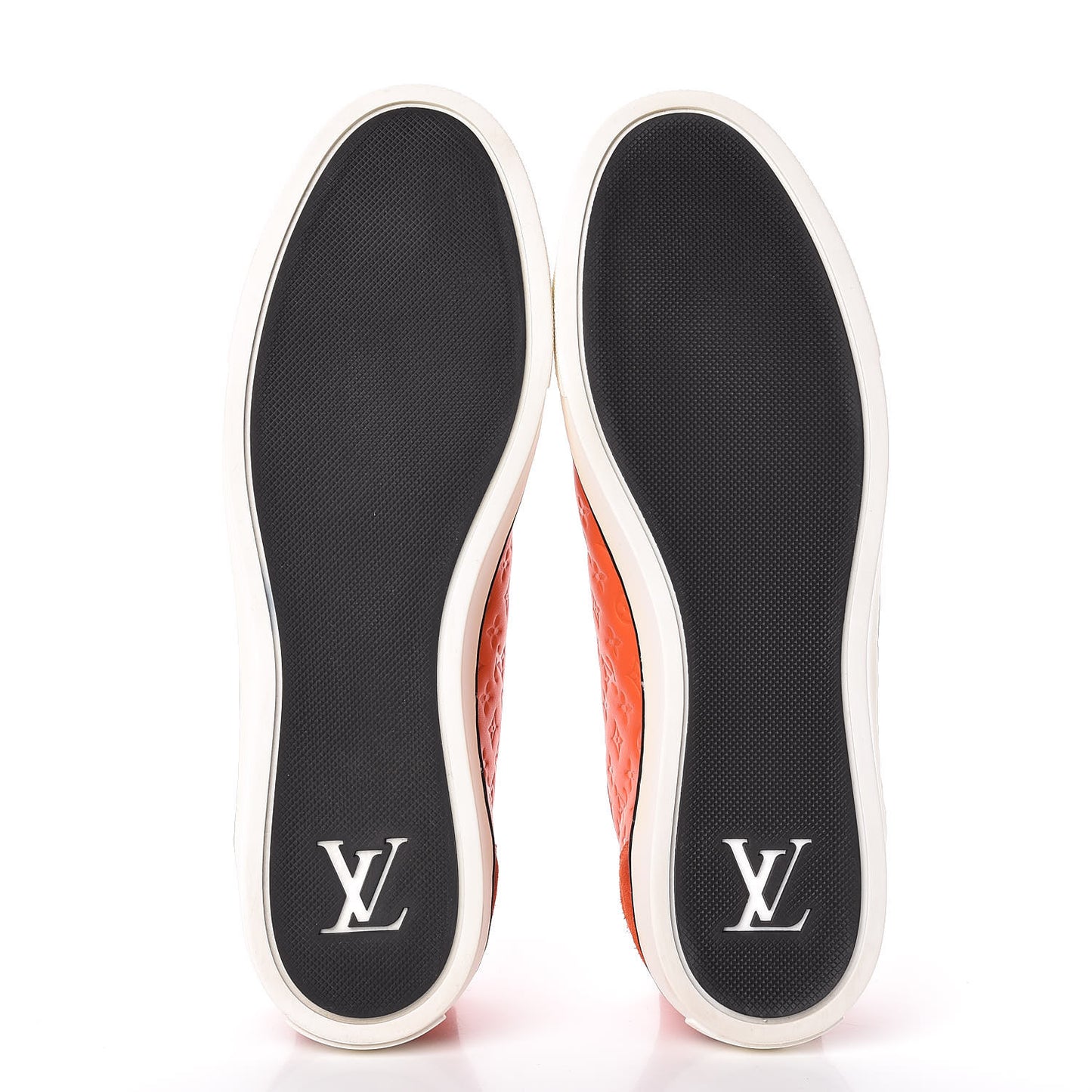 Calfskin Embossed Monogram Punchy Sneakers 39 Orange