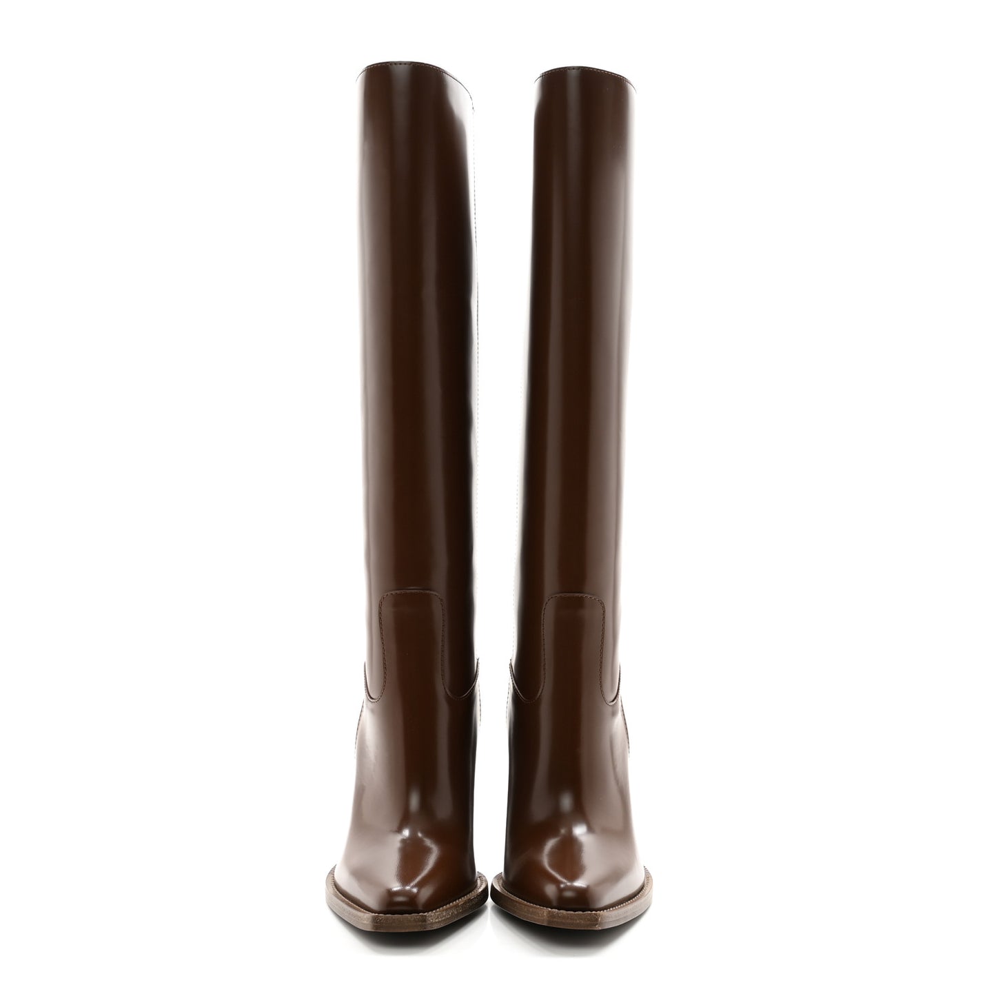 Vitello Abrasivato 110mm Cut Baguette Knee Boots 36 Cuoio