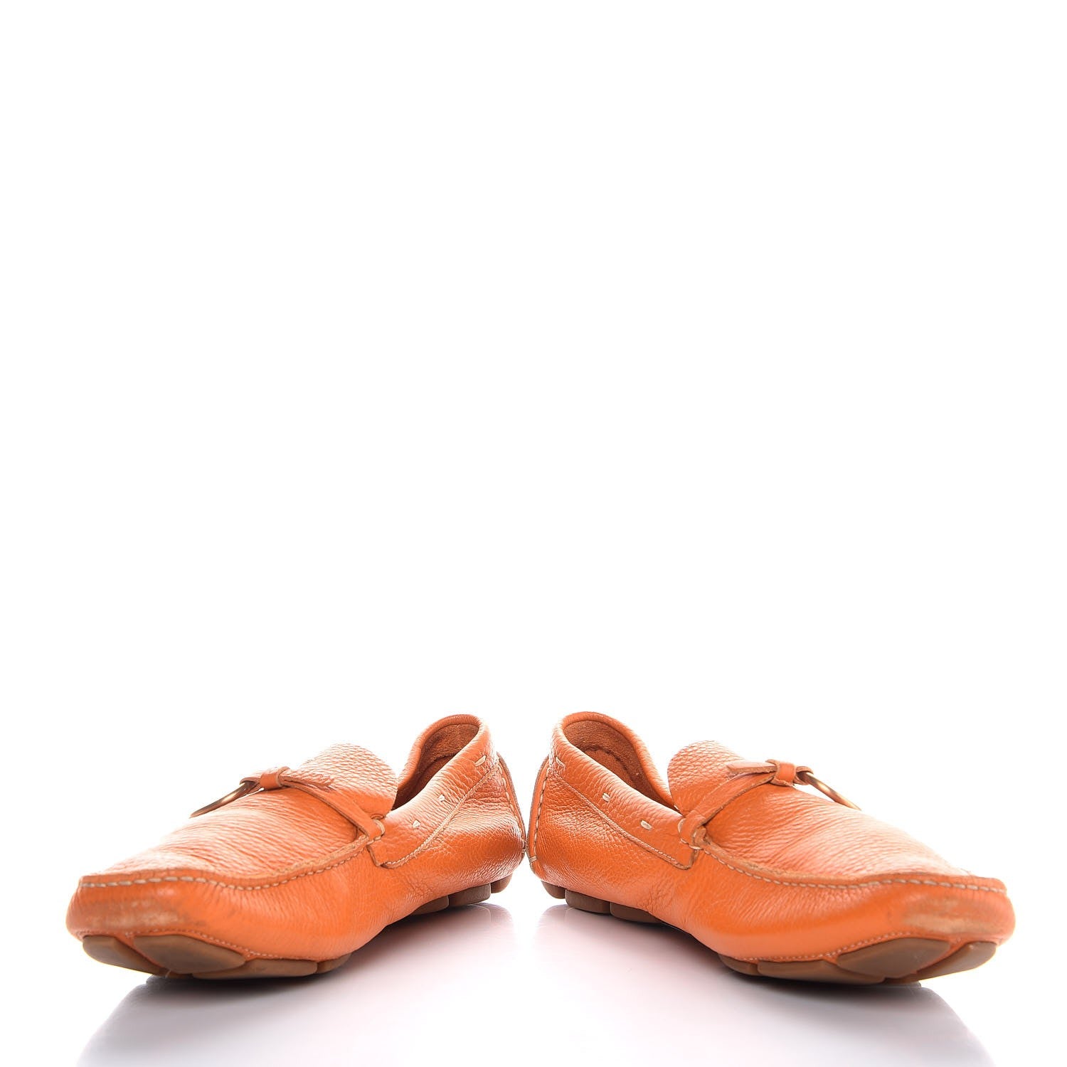 Prada Vitello Daino Loafers 40 Papaya 10 of 11