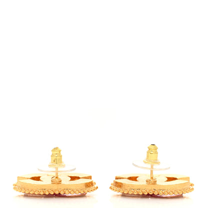 Chanel Metal Resin Rope CC Earrings Gold Pink 3 of 4