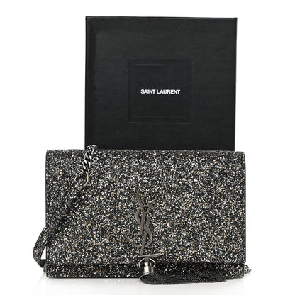 Saint Laurent Metallic Glitter Classic Monogram Kate Tassel Chain Wallet Gun Metal Black 13 of 13